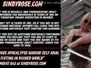 Sindy Rose Apocalypse warrior self anal fisting in ruined world