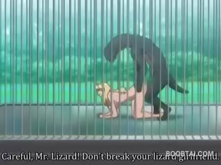 Veliko oprsje animirano punca kurba pribil težko s pošast pri na zoo