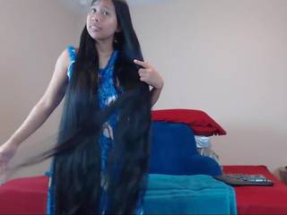 Delightful Long Haired Asian Striptease and Hairplay: HD xxx video da