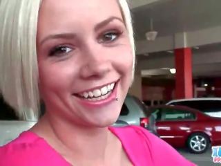 Nasty Blonde Teen Fingers Her Pierced Minge In Car