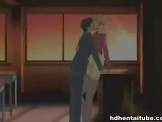 Fascinating hentai si rambut perang keras latihan dalam semua lubang