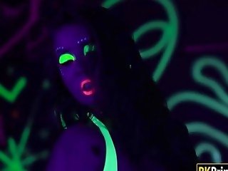 Beauty stripped with blacklight and fucked